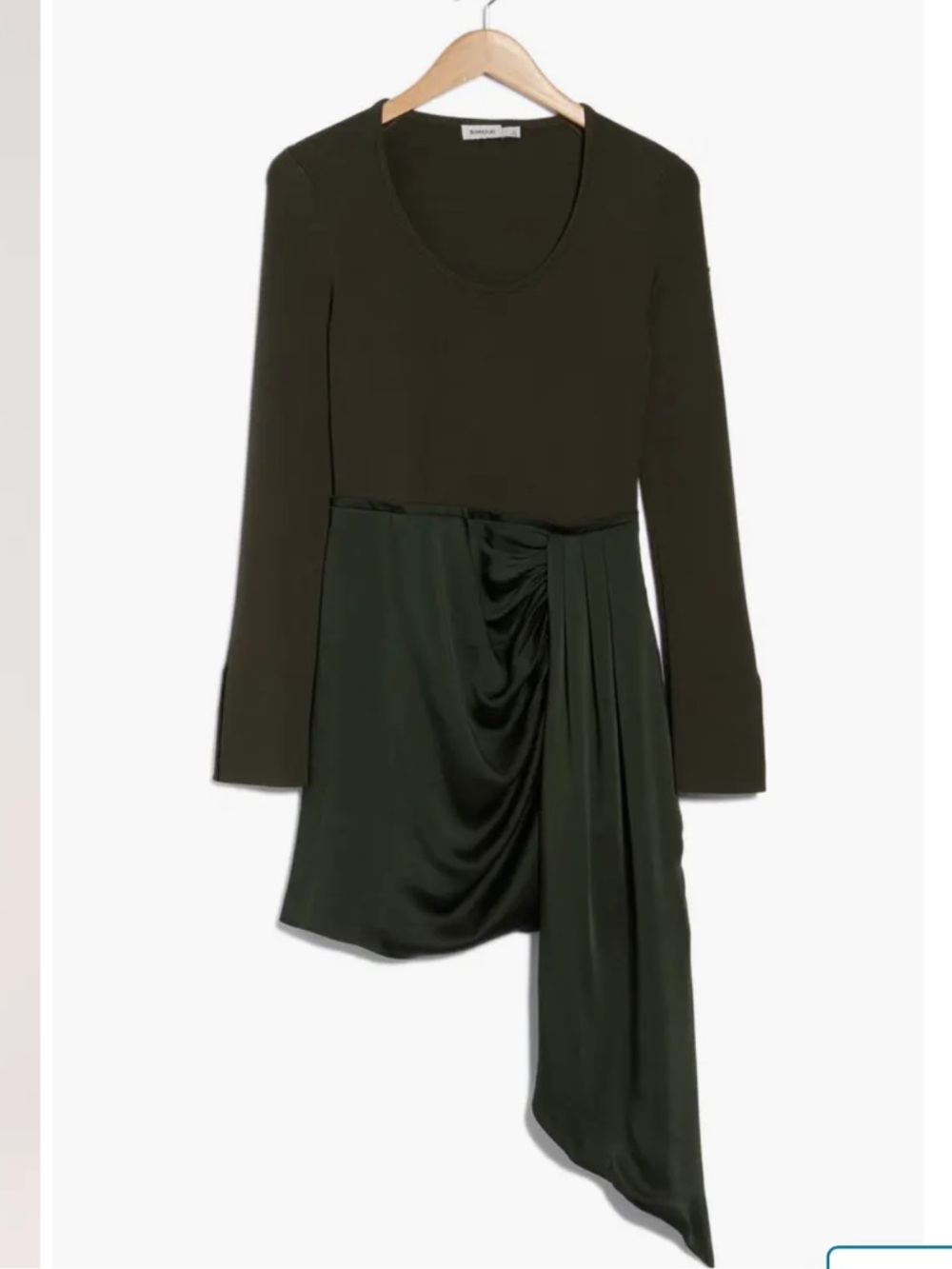 NWT SIMKHAI Springer Moss Green Long-Sleeve Mixed Media Mini Dress - Picture 14 of 14